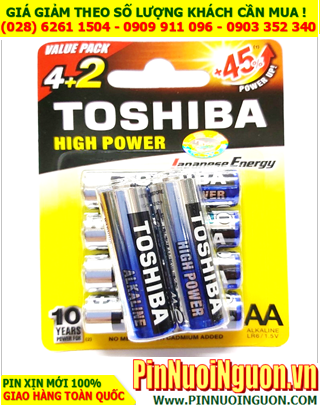 Toshiba LR6GCP BP6-2FPV; Pin máy đo huyết áp Toshiba LR6GCP BP6-2FPV  AA Alkaline 1.5V chính hãng _Vỉ 6viên